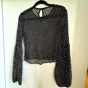 Incredible rhinestone sheer blouse evening top